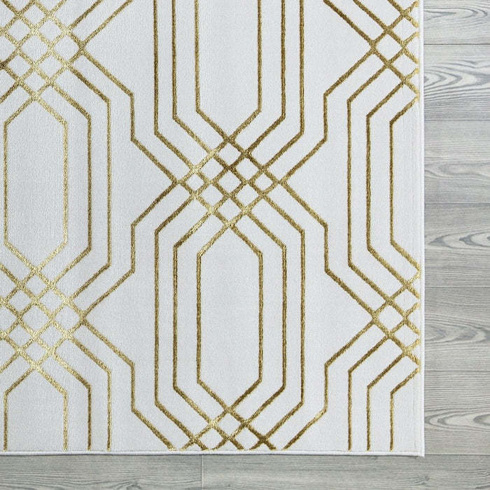 Ritz Geometric Modern Rug Gold & Cream (V1)