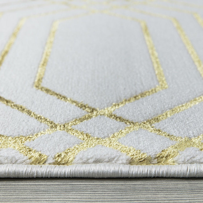 Ritz Geometric Modern Rug Gold & Cream (V1)