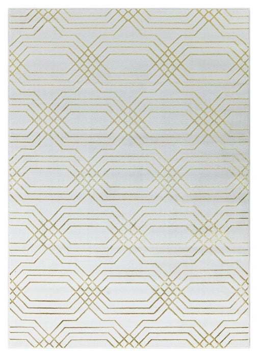 Ritz Geometric Modern Rug Gold & Cream (V1)