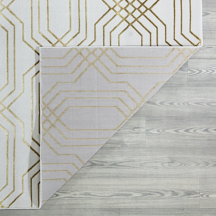 Ritz Geometric Modern Rug Gold & Cream (V1)