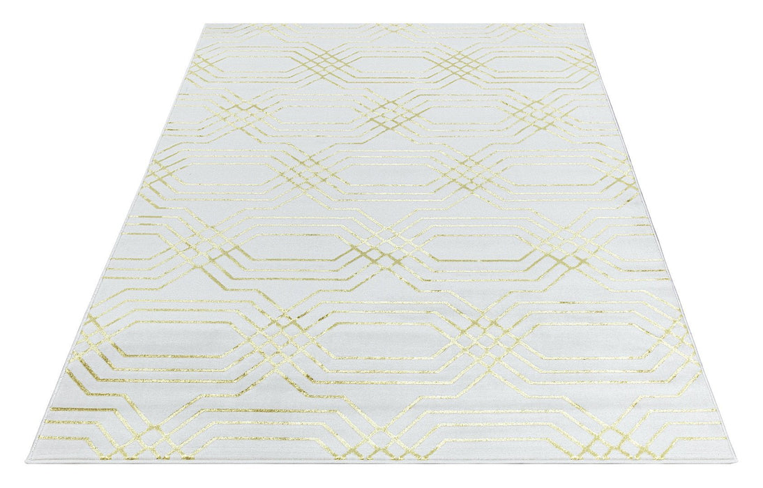 Ritz Geometric Modern Rug Gold & Cream (V1)