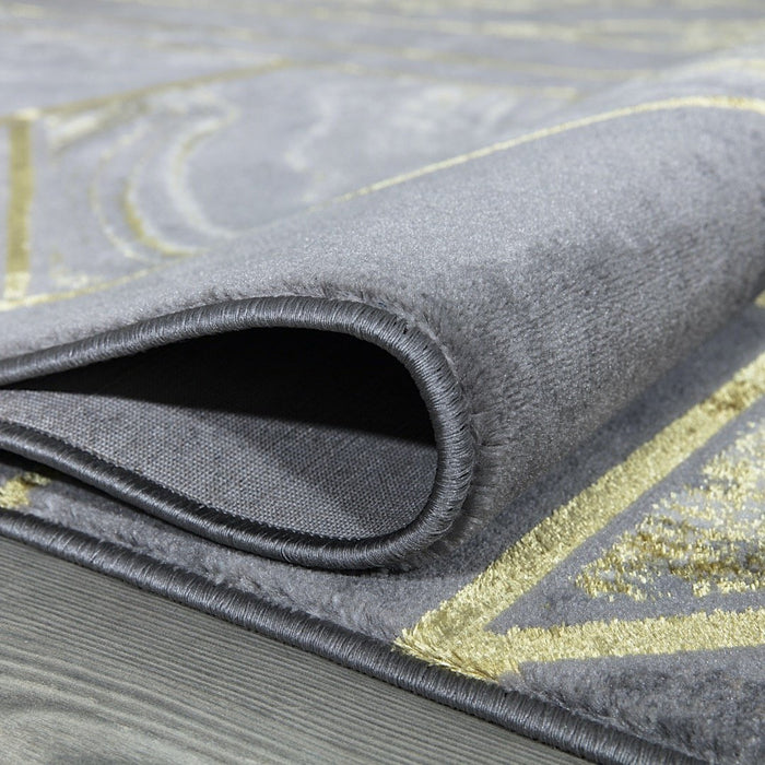 Ritz Geometric Modern Rug Gold & Grey (V1)