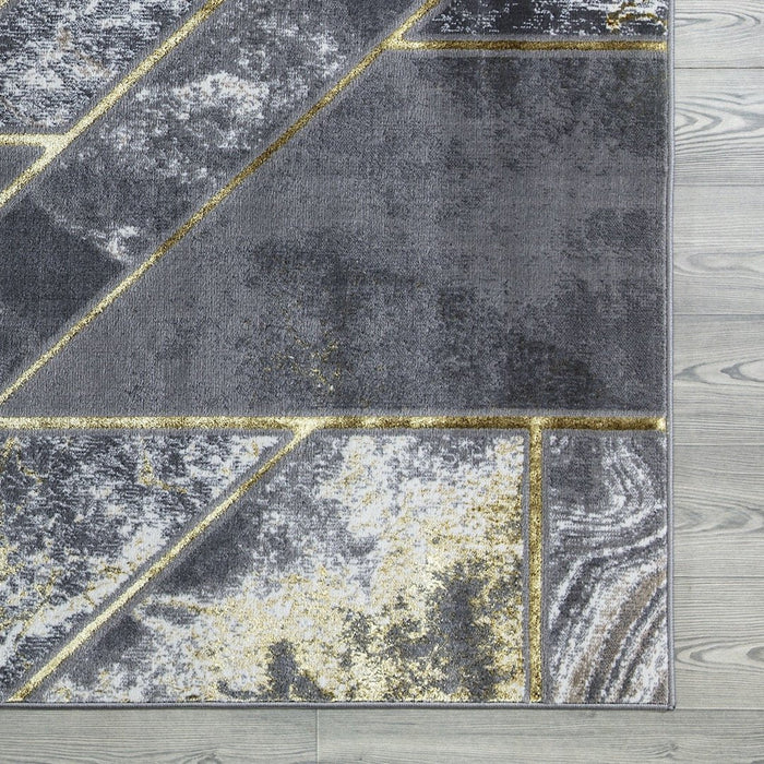 Ritz Geometric Modern Rug Gold & Grey (V1)