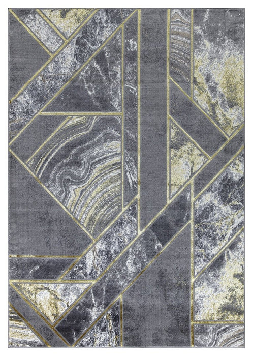 Ritz Geometric Modern Rug Gold & Grey (V1)