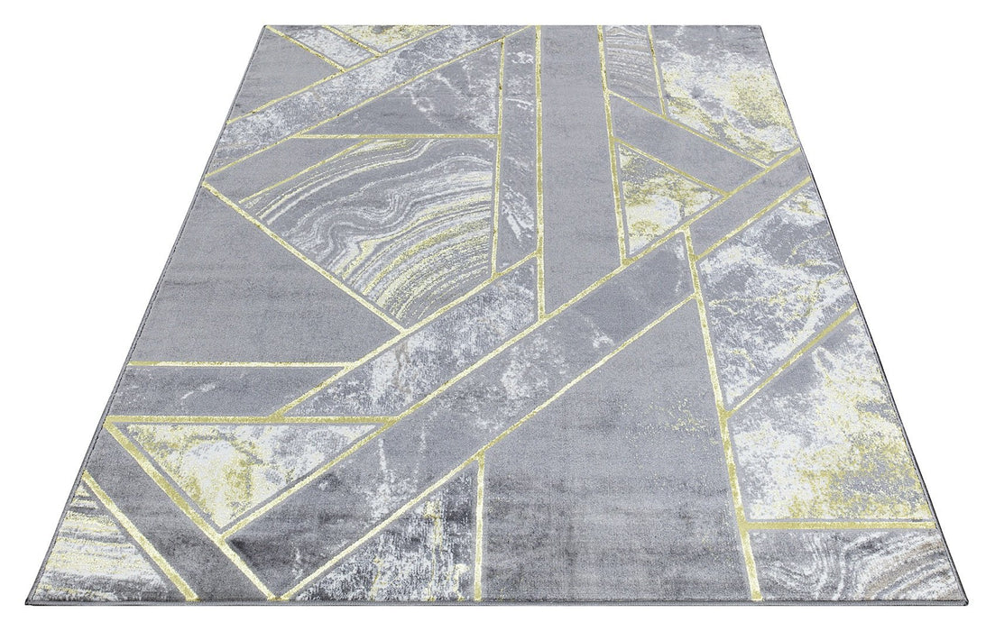 Ritz Geometric Modern Rug Gold & Grey (V1)