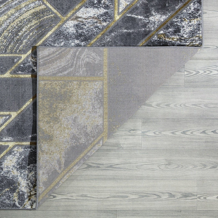 Ritz Geometric Modern Rug Gold & Grey (V1)