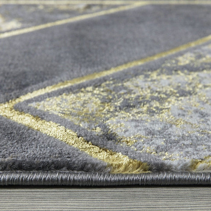 Ritz Geometric Modern Rug Gold & Grey (V1)