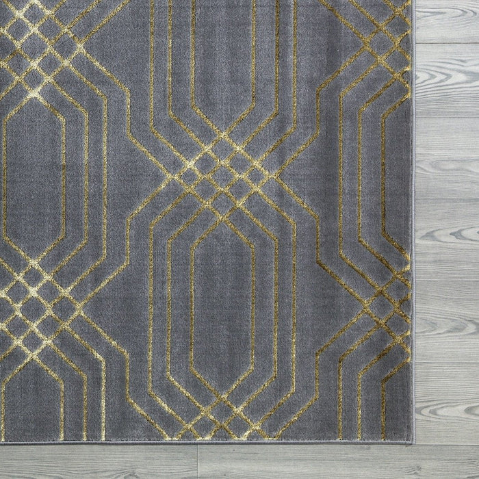 Ritz Geometric Modern Rug Gold & Grey (V2)