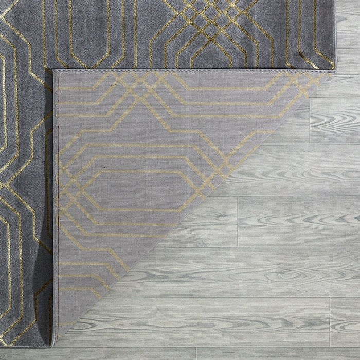 Ritz Geometric Modern Rug Gold & Grey (V2)