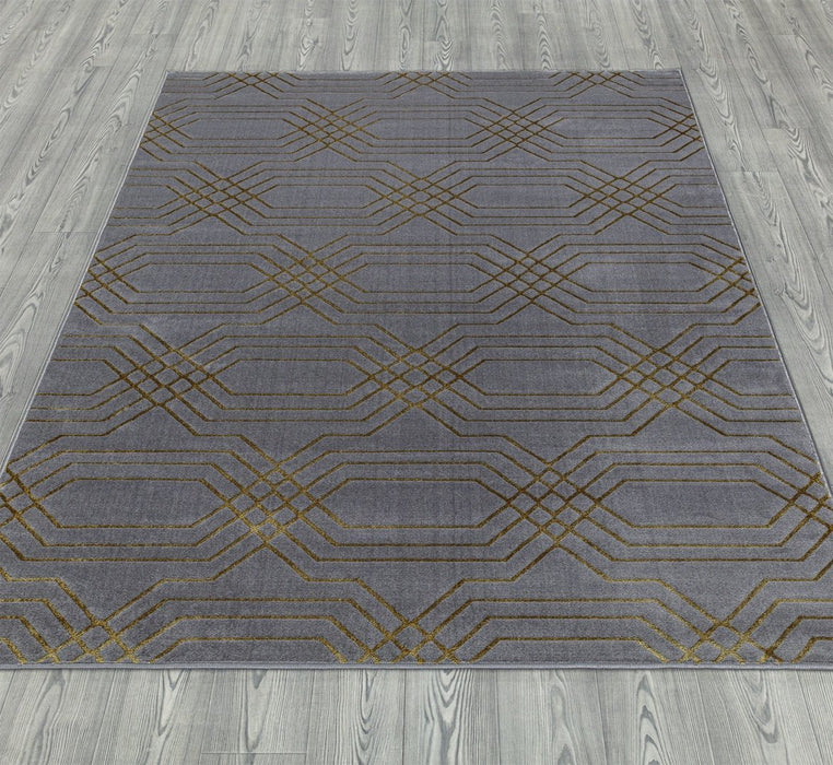 Ritz Geometric Modern Rug Gold & Grey (V2)