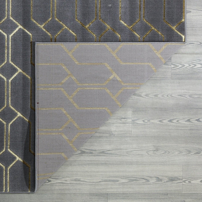 Ritz Geometric Modern Rug Gold & Grey (V3)