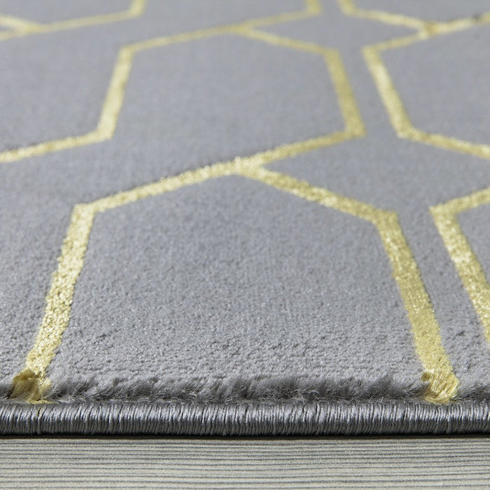 Ritz Geometric Modern Rug Gold & Grey (V3)