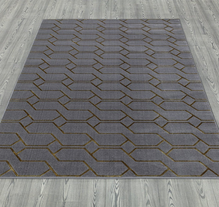 Ritz Geometric Modern Rug Gold & Grey (V3)