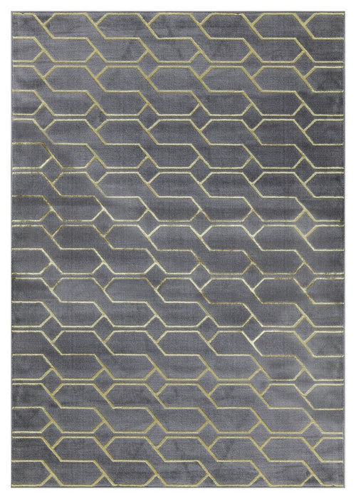 Ritz Geometric Modern Rug Gold & Grey (V3)