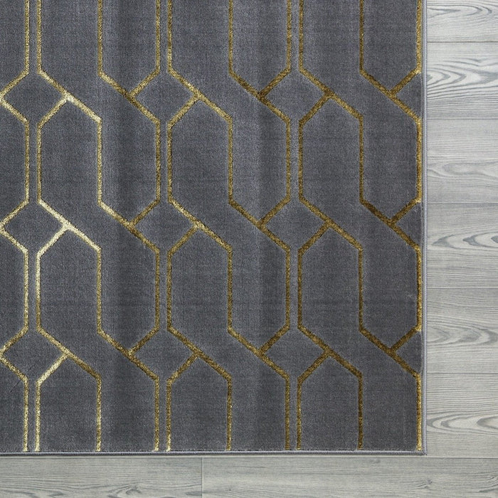 Ritz Geometric Modern Rug Gold & Grey (V3)