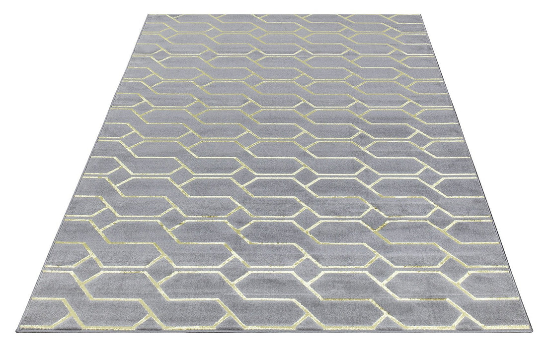 Ritz Geometric Modern Rug Gold & Grey (V3)