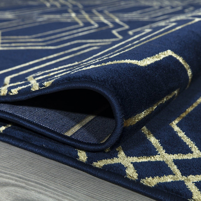 Ritz Geometric Modern Rug Gold & Navy (V2)