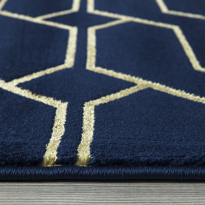 Ritz Geometric Modern Rug Gold & Navy (V3)