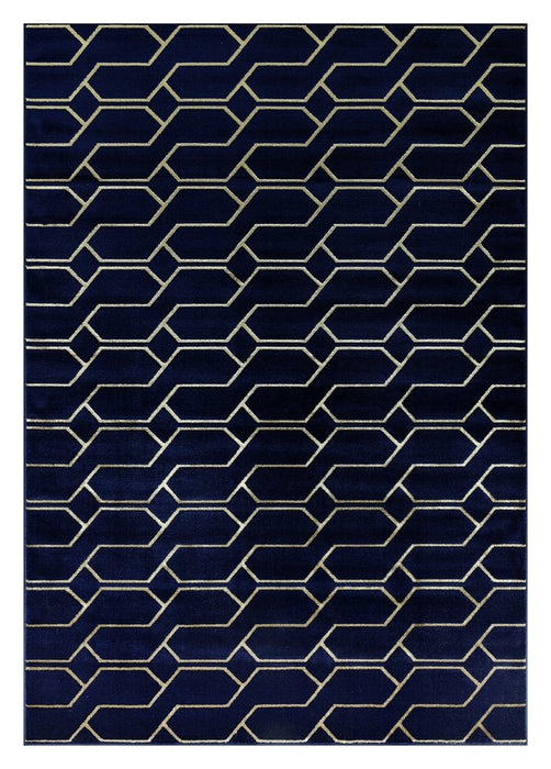 Ritz Geometric Modern Rug Gold & Navy (V3)