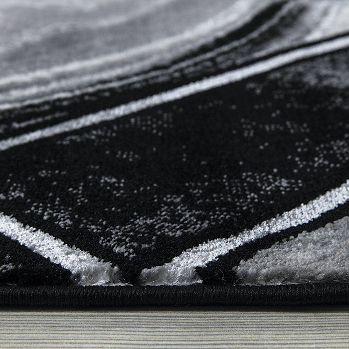 Ritz Geometric Modern Rug Silver & Black