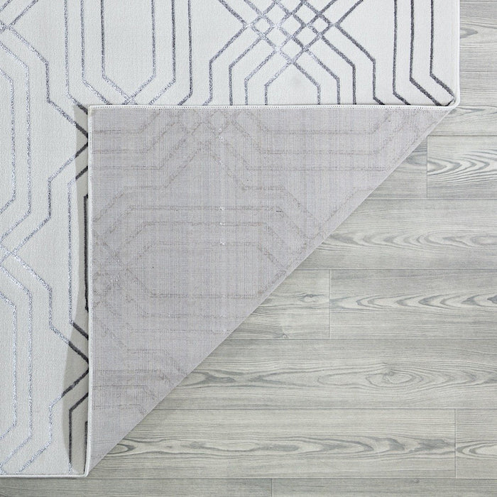 Ritz Geometric Modern Rug Silver & Cream (V1)