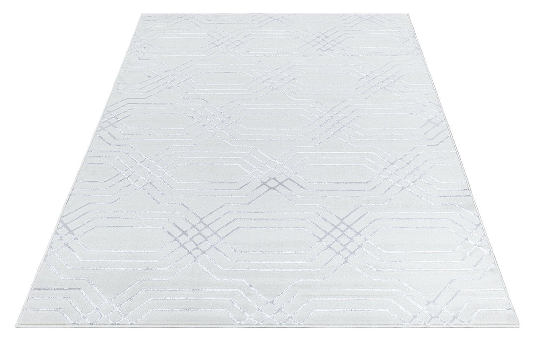 Ritz Geometric Modern Rug Silver & Cream (V1)