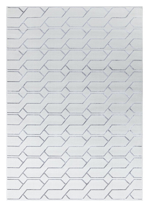 Ritz Geometric Modern Rug Silver & Cream (V2)