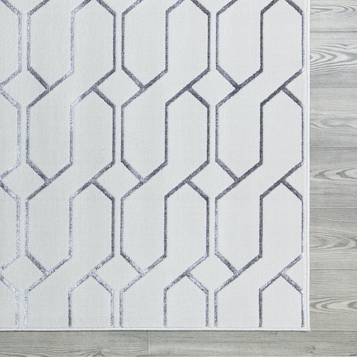 Ritz Geometric Modern Rug Silver & Cream (V2)