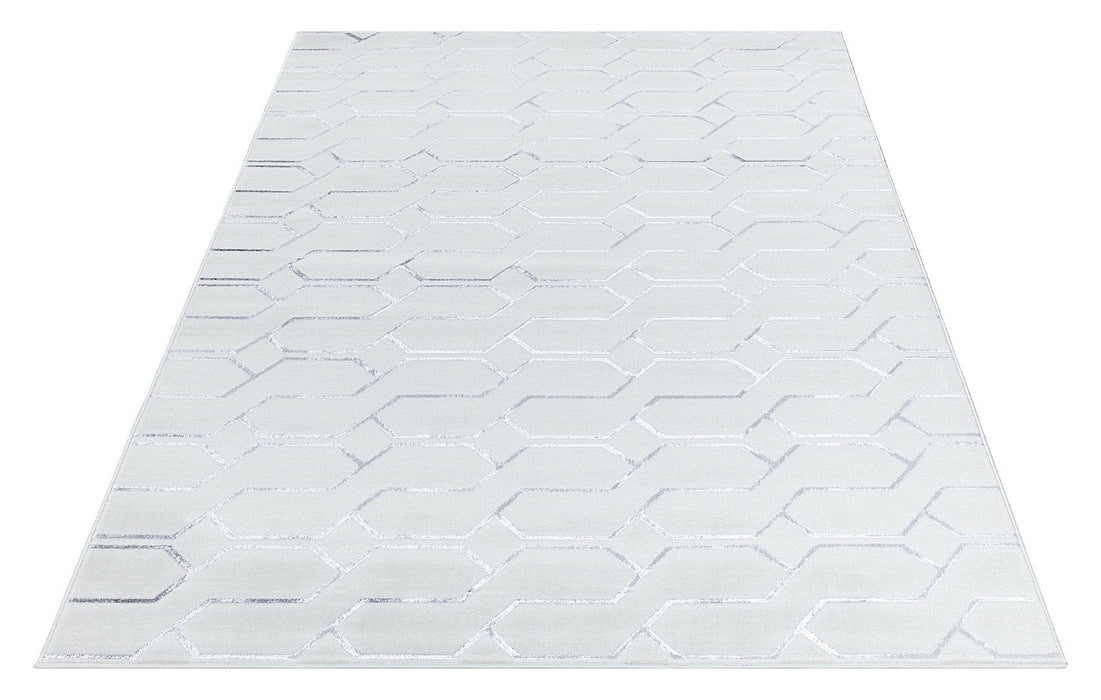 Ritz Geometric Modern Rug Silver & Cream (V2)