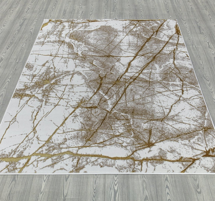 Ritz Marble Design Rug Gold & Cream