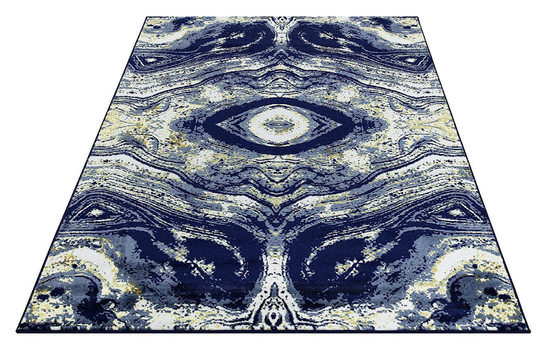 Ritz Modern Design Rug Gold & Navy