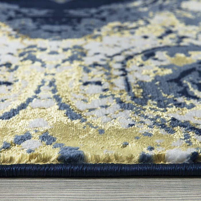 Ritz Modern Design Rug Gold & Navy