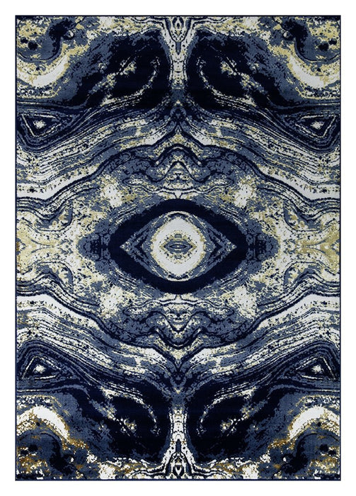 Ritz Modern Design Rug Gold & Navy