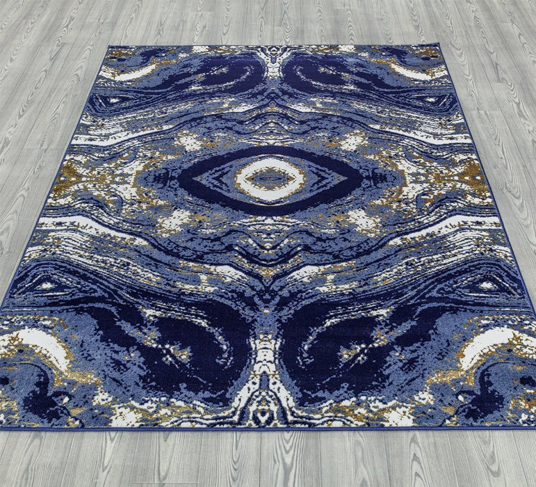 Ritz Modern Design Rug Gold & Navy