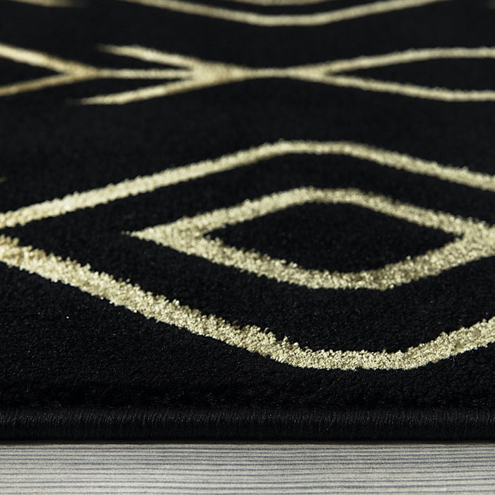 Ritz Moroccan Contemporary Rug Gold & Black