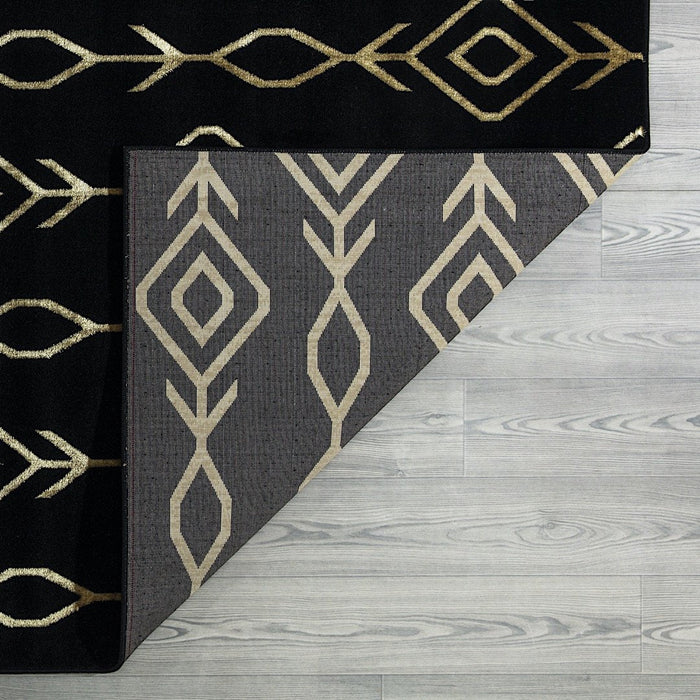 Ritz Moroccan Contemporary Rug Gold & Black