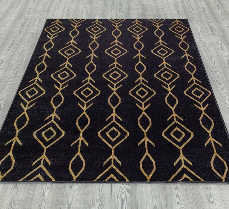 Ritz Moroccan Contemporary Rug Gold & Black