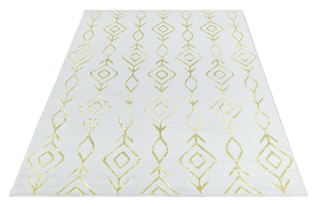 Ritz Moroccan Contemporary Rug Gold & Cream