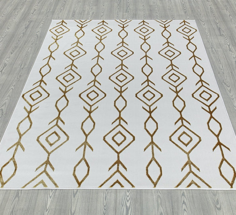 Ritz Moroccan Contemporary Rug Gold & Cream