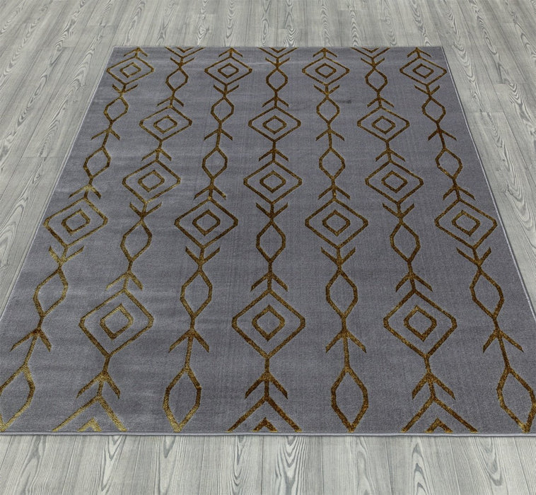 Ritz Moroccan Contemporary Rug Gold & Grey