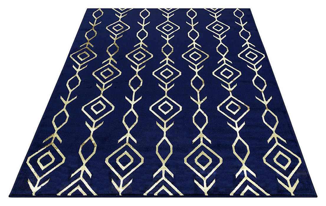 Ritz Moroccan Contemporary Rug Gold & Navy