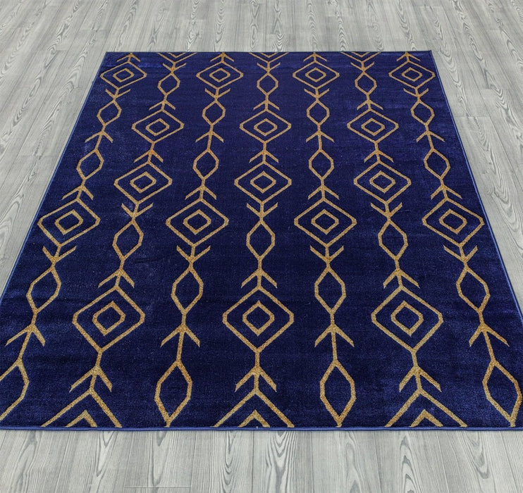 Ritz Moroccan Contemporary Rug Gold & Navy