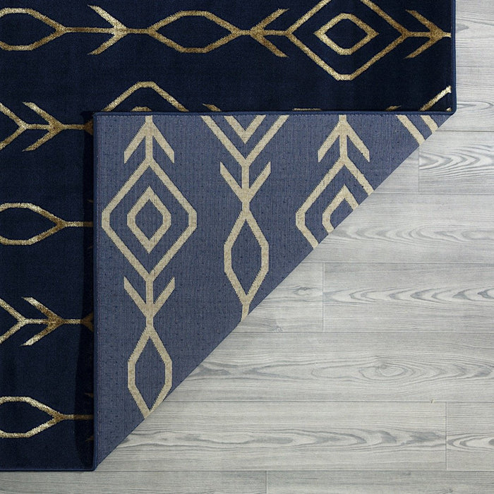 Ritz Moroccan Contemporary Rug Gold & Navy