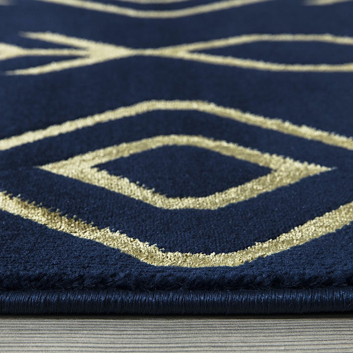 Ritz Moroccan Contemporary Rug Gold & Navy