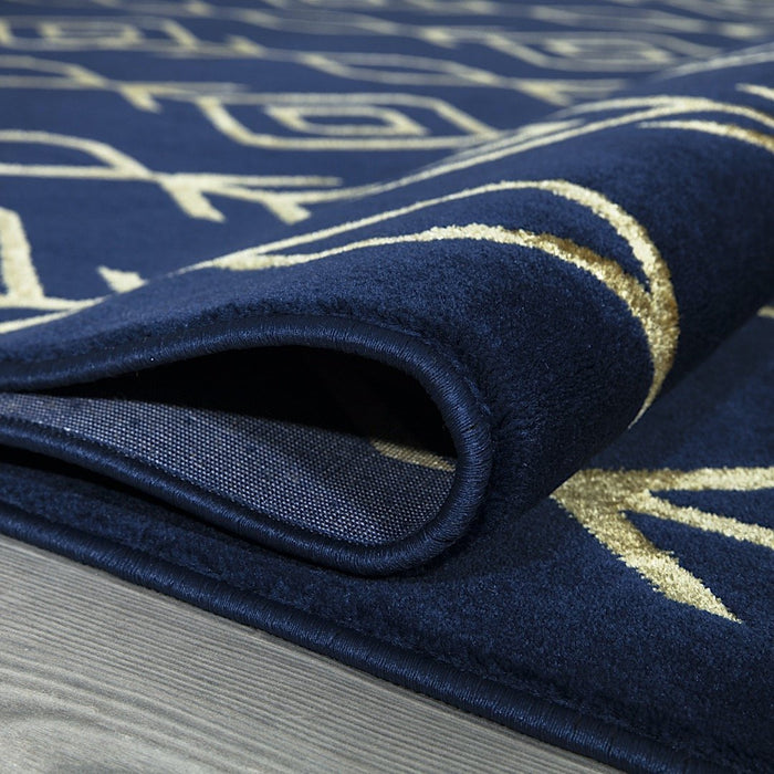 Ritz Moroccan Contemporary Rug Gold & Navy