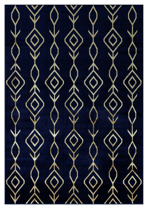 Ritz Moroccan Contemporary Rug Gold & Navy