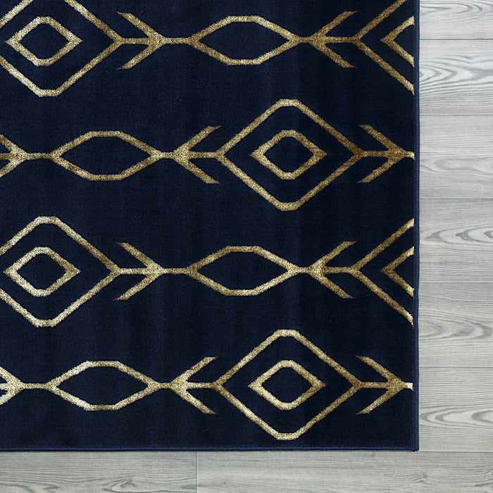 Ritz Moroccan Contemporary Rug Gold & Navy