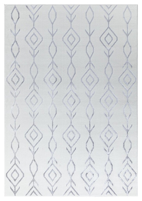 Ritz Moroccan Contemporary Rug Silver & Cream