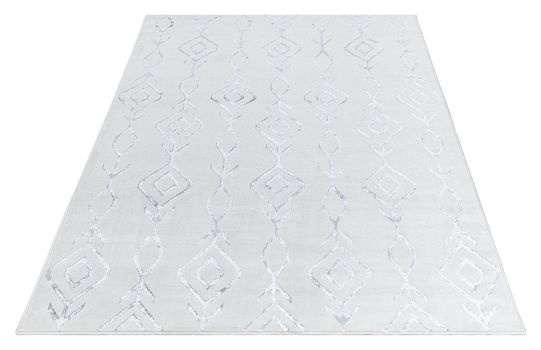 Ritz Moroccan Contemporary Rug Silver & Cream