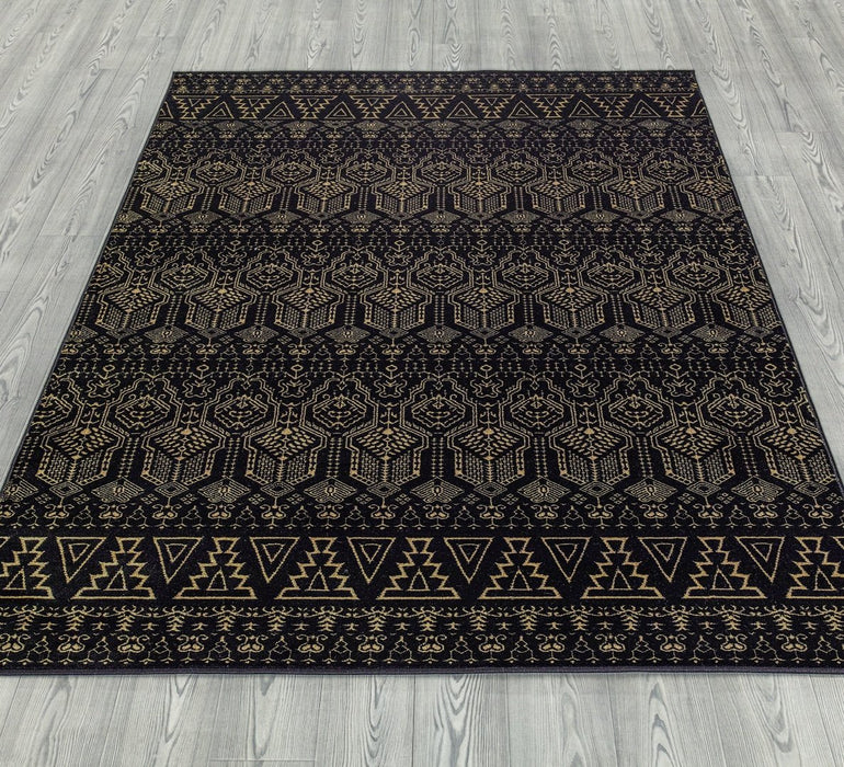 Ritz Moroccan Style Rug Gold & Black